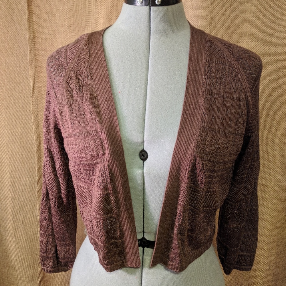 Axcess - shrug - 3/4 sleeve brown knit NWT
